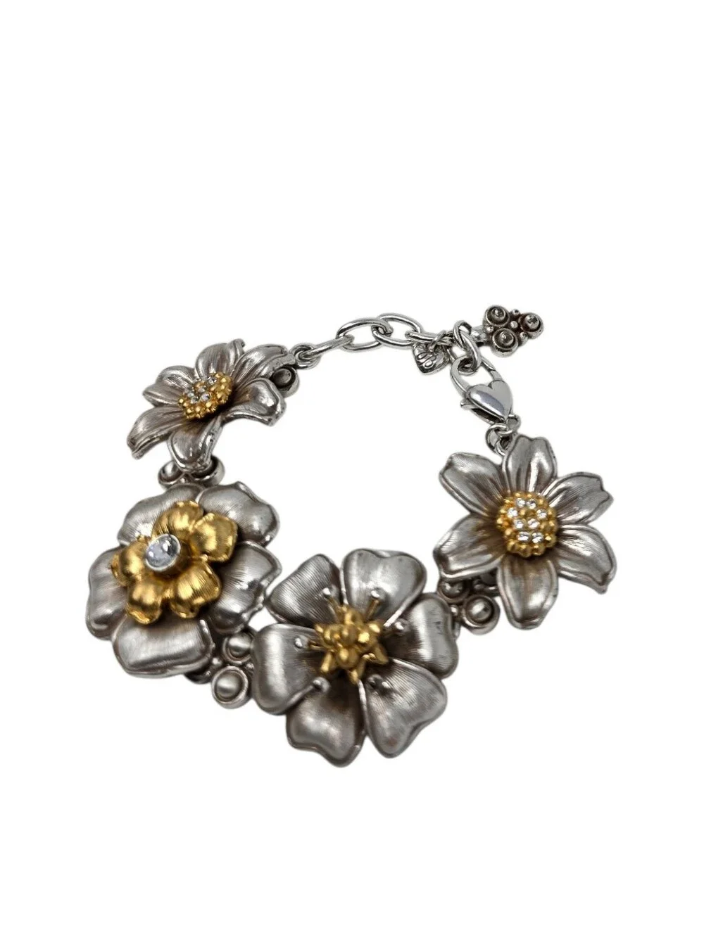 Brighton Lux Garden Silver And Gold Plated Flower Mixed Metal Bracelet